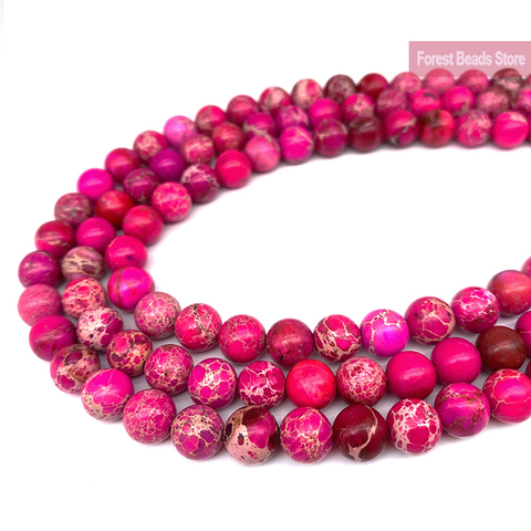 Natural Stone Rose Pink Sea Sediment Turquoise Imperial Jaspers Round Beads Diy Bracelet for Jewelry Making 15