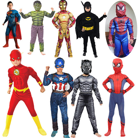 Marvel Avengers Superhero Costume Children's Muscle Costumes Captain America  Cosplay Halloween Mask Jumpsuit - Cosplay Costumes - AliExpress