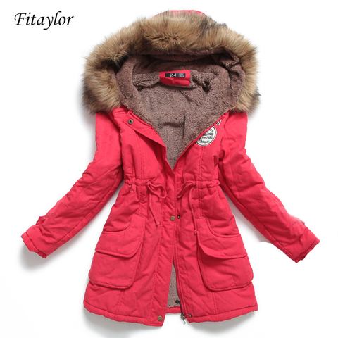 new winter women jacket medium-long thicken plus size 4XL outwear hooded wadded coat slim parka cotton-padded jacket overcoat ► Photo 1/6