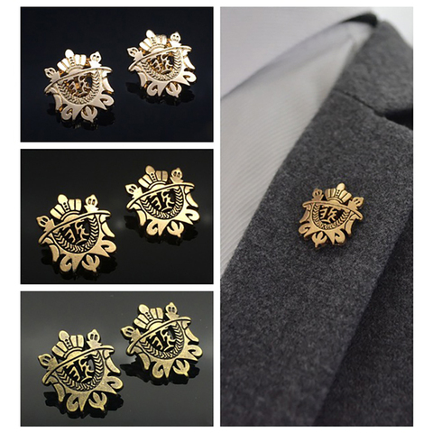 2pcs Novelty Metal Lapel Pin for Men Suit Decoration Shield Crown Brooch pin Vintage Badge Pins Men's Fashion Accessories ► Photo 1/6