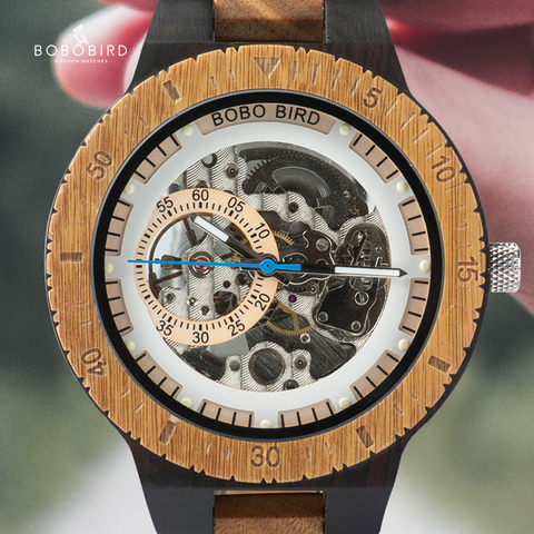 BOBO BIRD Men Watch Automatic Mechanical Wristwatches Multi-functional Wooden Watches Male relogio masculino Wood Watch Boxes ► Photo 1/6