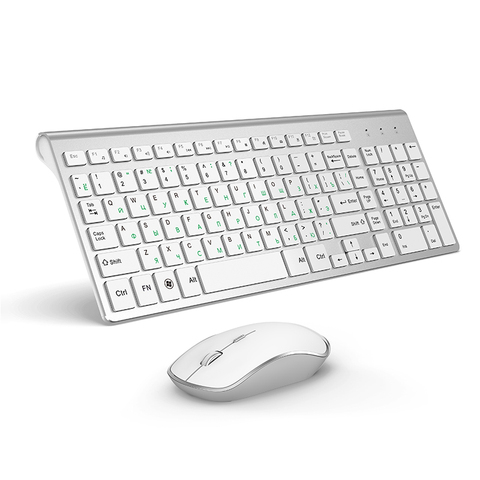 Buy Online Joyaccess Silver Russian Keyboard Mouse Set Wireless Ergonomic Mause Business Thin Keyboard Mouse Combo Silent Mouse For Office Alitools
