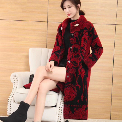 2022 Middle-aged Mother Fall Winter Clothes Jacket Mink Down Long Coat Noble Mink Woolen Overcoat Female Plus Size Wool Coats A ► Photo 1/6