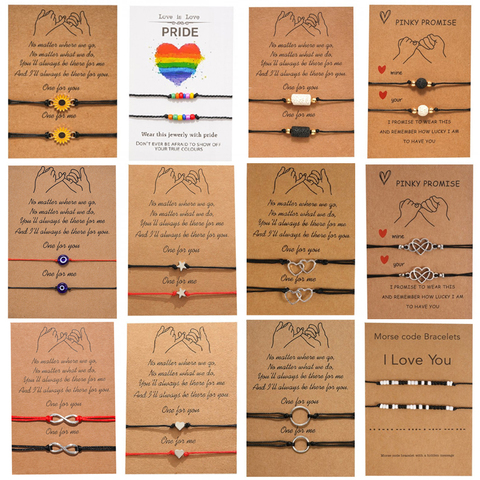Multi Styles Charm Bracelet For Friendship Couples 2pcs/set Volcanic stone bracelet Bead Bangles Women Men Lucky Wish Jewelry ► Photo 1/6