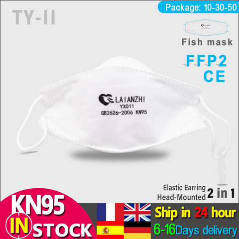 LAIANZHI  FFP2 Fish mask KN95 Face masks CE protective mask pm2.5  hygiene mask  Fast delivery sport mask respirator mask mouth ► Photo 1/6