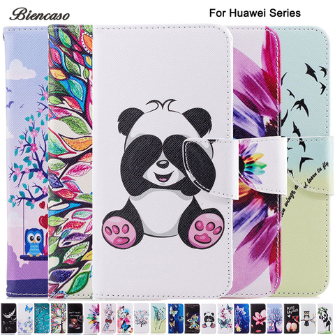 Butterfly Owl PU Leather Wallet Flip Case for Huawei P20 Lite 2022 P30 Pro P10 P8 P9 Lite mini Y5 2017 Y6 Pro 2017 Cover B116 ► Photo 1/6