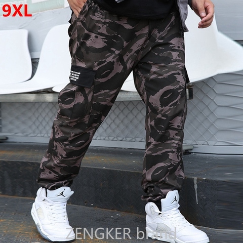 Autumn large size overalls men's tide brand casual pants men's outdoor trend plus size loose camouflage jogger pants 9XL 8XL 7XL ► Photo 1/5