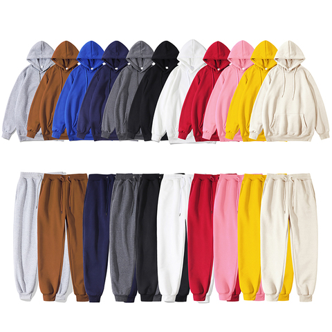 Hoodies Pants Suit for Girls Boys Solid Color  Sweatshirt Suit Kids Autumn Winter Clothes men's hoodie + pants Sets ► Photo 1/6
