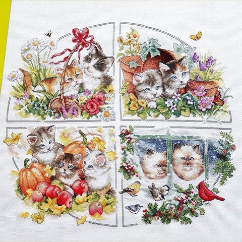 SJ043 Stich Cross Stitch Kits Craft Packages Cotton Seasons Painting Counted New Designs Needlework Embroidery Cross-Stitching ► Photo 1/4