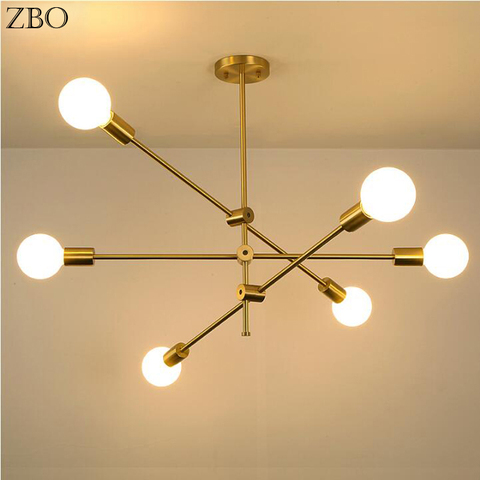 Nordic Pendant Lamp Iron Gold For Bar Living Room Bedroom Dining Room E27 LED Geometric Indoor Luxury Lighting Pendant Lights ► Photo 1/6