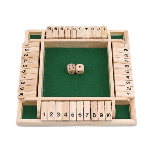 Shut The Box Dice Board Game Board Game In French Creative Toys 4 Sided 10 Number Wooden Flaps & Dices Game Set for 4 People Pub ► Photo 1/6