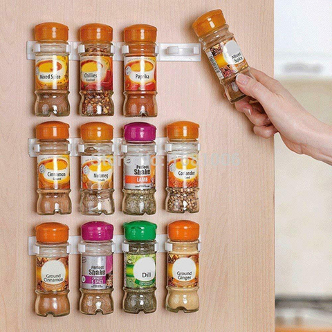 4 Layers Spice Rack Organizer Wall Cabinet Door Hanging Spice Jars Clip Hooks Set Storage Holder Gripper Kitchen Accessories ► Photo 1/6