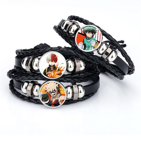 Boku No Hero Academia Leather Bracelet My Hero Academia Charms Bracelet Kids Boy Punk Leather Bracelets Jewelry ► Photo 1/6