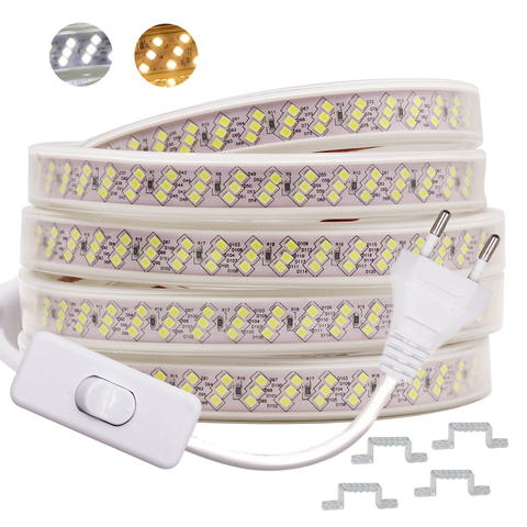 220V Led Strip Light 2835 SMD 276LEDs/m Oblique Three Rows High Bright Led Light Strip Waterproof Flexible LED Ribbon Decoration ► Photo 1/6