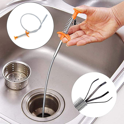 60cm Bendable Drain Clog Dredge Tools Water Sink Cleaning Hook Sewer Dredging Spring Pipe Hair Remover Bathroom Hair Cleaner ► Photo 1/6