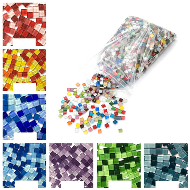 Assorted Colors Clear Glass Pieces Mosaic Making Tiles Tessera for Puzzle  Arts DIY Craft Accessories