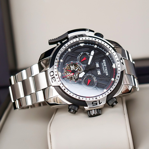 Reef Tiger/RT Sport Watch Complicated Dial with Year Month Perpetual Calendar Steel Bracelet Watches RGA3532 ► Photo 1/1