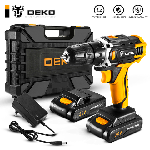 DEKO New Sharker 20V Cordless Drill Driver Screwdriver Mini Wireless Power Driver DC Lithium-Ion Battery 18+1 Settings ► Photo 1/6