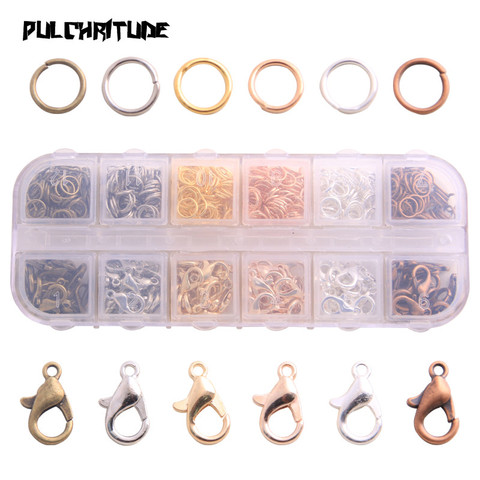 1 Box 4 Styles 7 Color Lobster Clasp Open Jump Rings Split Rings Link Loop For DIY Jewelry Making Findings Connector ► Photo 1/6