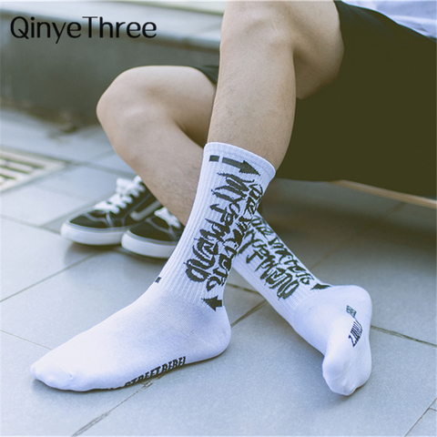 Harajuku Men's Humor Words Printing Socks Ulzzang Hip Hop Street Skateboard Unisex Crew Lovers' Happy Sokkem Dropship 2Pcs=1Pair ► Photo 1/6