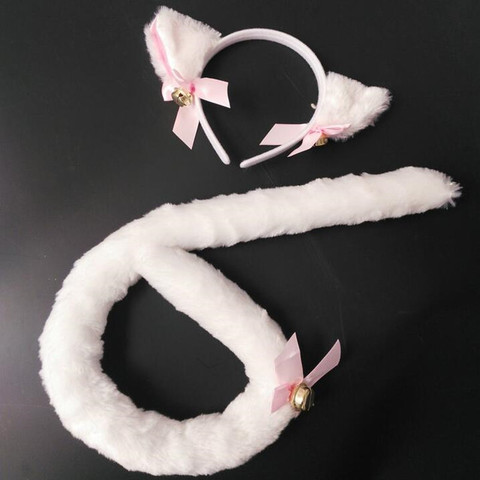 Anime Women Fox Ear Cat Girl Plush Headband Tail Housekeeper Maid Dressing Set Props Carnival Party Cosplay Costume Halloween ► Photo 1/6