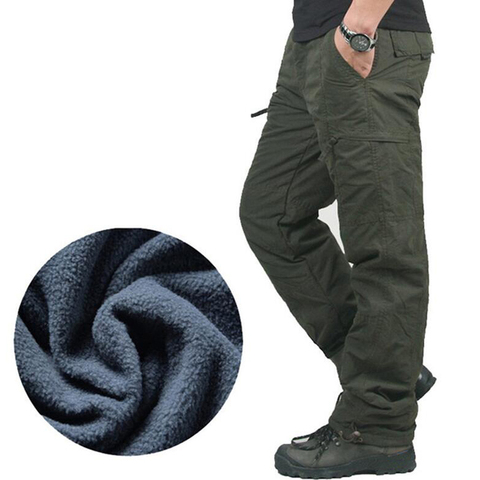 Winter Fleece Casual Pants Men Windbreaker Thermal Military Trousers Male pantalones hombre warm jogger tactical cargo pants ► Photo 1/6