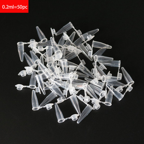 Micro 0.2 Ml Centrifuge Tube 50 Test Tubes Transparent Plastic Tube Container Science Laboratory Test Accessories Lid ► Photo 1/6