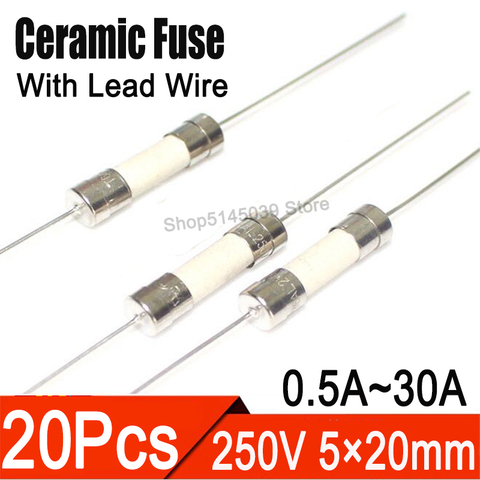 20Pcs fast ceramic fuses Kit assortment 5*20mm 250V 0.5A 1A 2A 2.5A 3.15A 4A 5A 6.3A 8A 10A 15A 20A 25A 30A 6x30mm AMP Fuse tube ► Photo 1/3