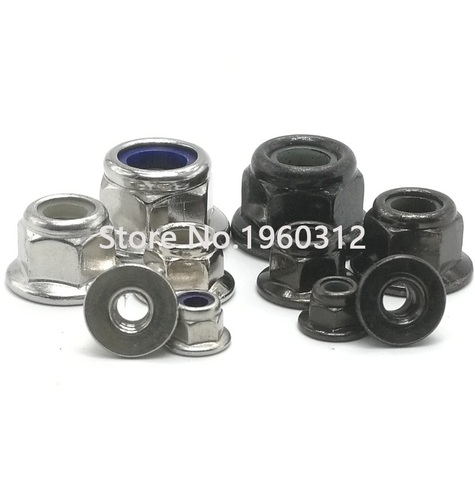 M3 M4 M5 M6 M8 M10 M12 Black Carbon 304 A2-70 Stainless Steel Hex Flange Nylon Insert Lock Nut Self-locking Nylock Locknut ► Photo 1/4