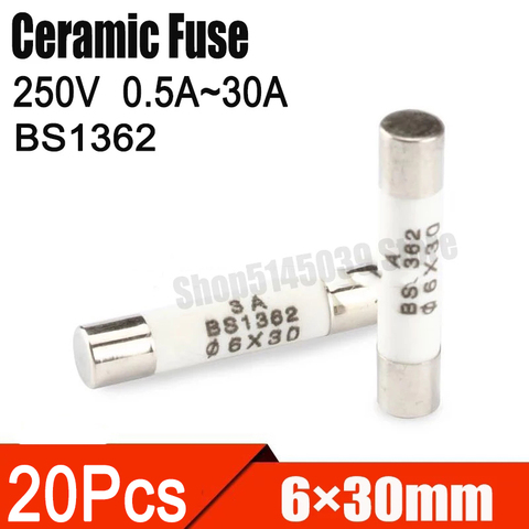 5Pcs 6*30 Fast blow Ceramic Fuse 6x30mm Fuse 250V 0.5A 1A 2A 3A 4A 5A 6A 8A 10A 13A 15A 16A 20A 25A 30A RO58 ► Photo 1/4