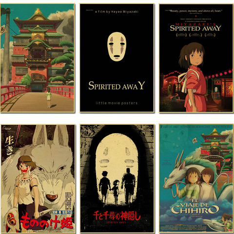 Miyazaki Hayao Spirited Away high quality Retro Poster Vintage poster Wall Decor For Home Bar Cafe ► Photo 1/6