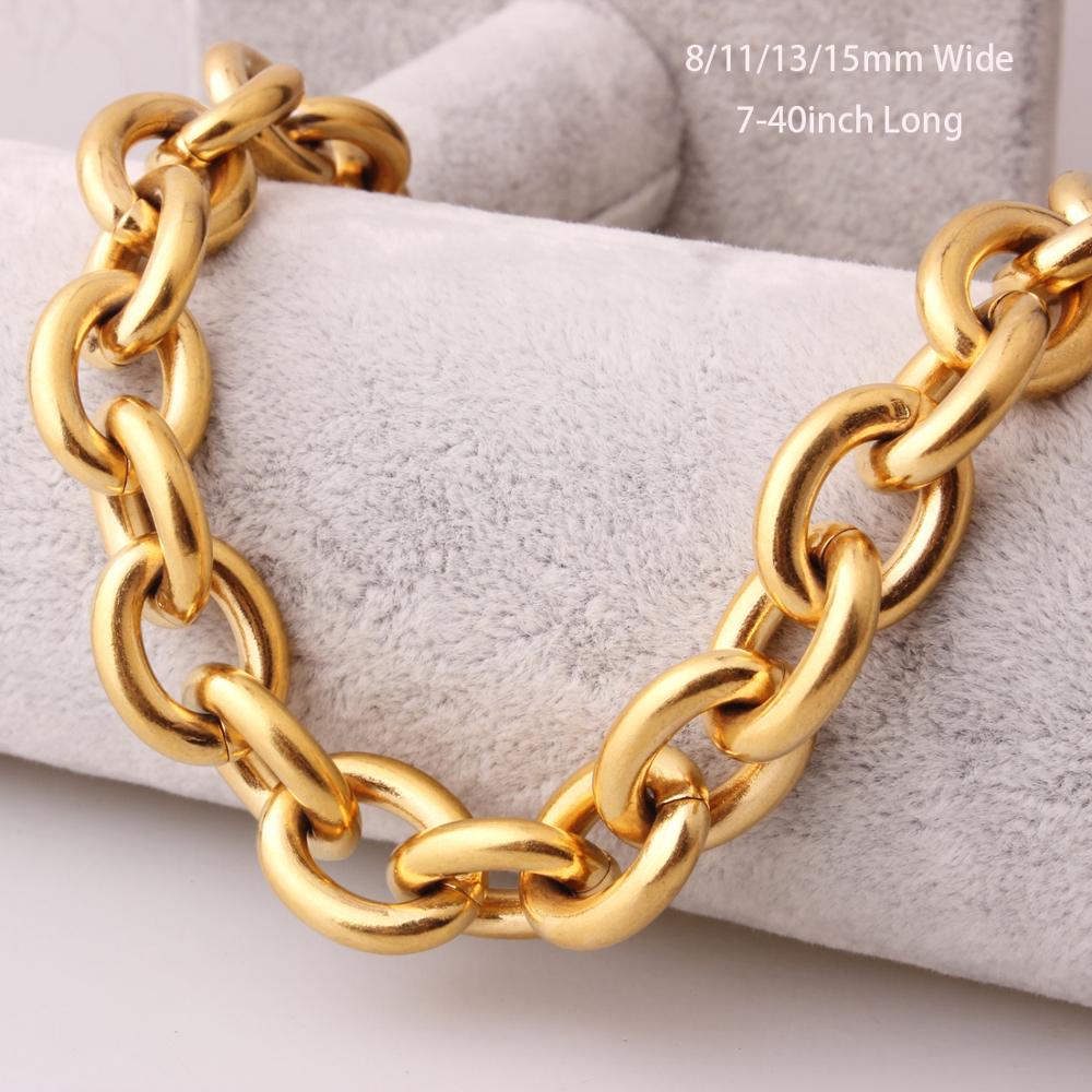 Stainless Steel Gold Chain For Men Women, Golden Stainless Steel