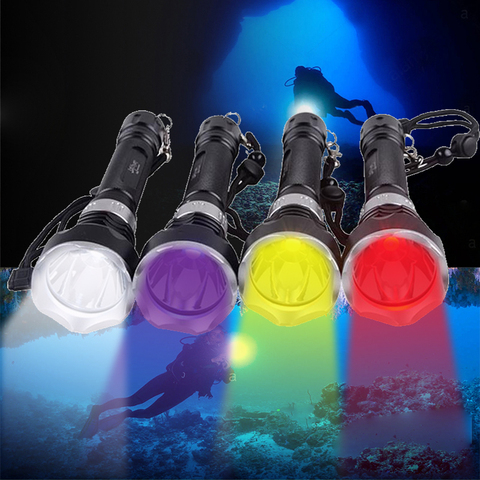 TopCom Professional Underwater 50m Diving Flashlight Powerful 10W LED Diving Light IP68 Underwater UV/Red/Yellow/White Lantern ► Photo 1/6