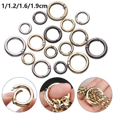 2Pcs Zinc Alloy Plated Gate Spring O-Ring Buckles Clips Carabiner Purses Handbags Round Push Trigger Snap Hooks Carabiner Dropsh ► Photo 1/6