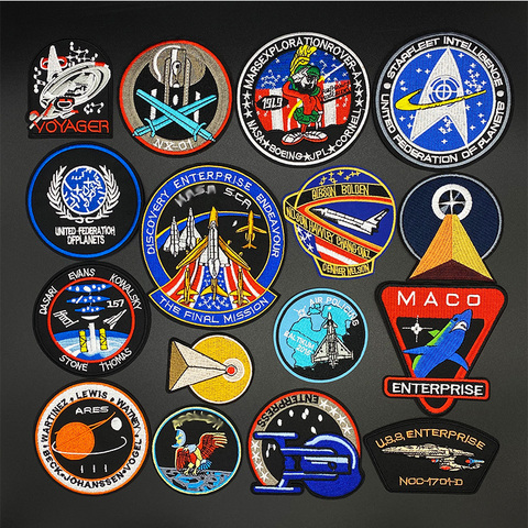 Aeronautics Space Astronaut Iron On Patches Clothing Embroidered Sew on Applique Logo Patch Stripe Badges For Clothes Bag ► Photo 1/5