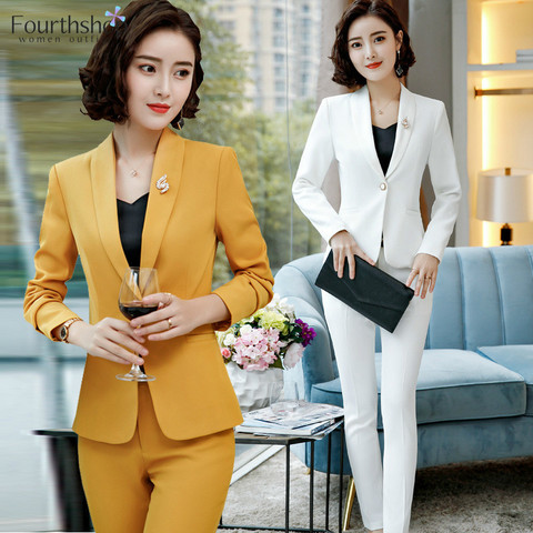 Fashion Women's Pant Suits Office Lady Business Work Uniform 2 Piece Pants Blazer Set Autumn Spring Formal Jacket Suit Female ► Photo 1/6