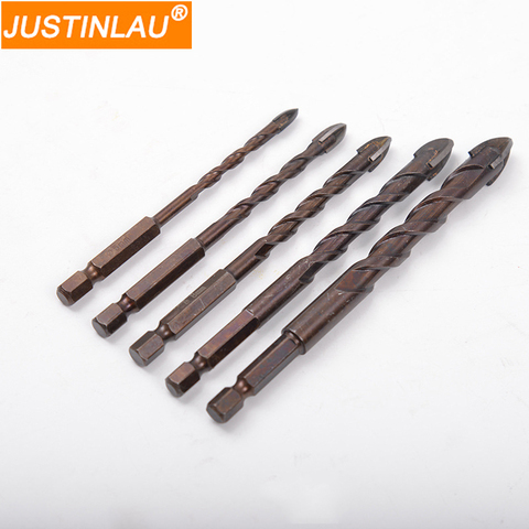 JUSTINLAU Lengthen Cross Hex Tile Bits Glass Ceramic Concrete Hole Opener Alloy Triangle Drill Size 3/4/5/6/8/10/12 mm ► Photo 1/6