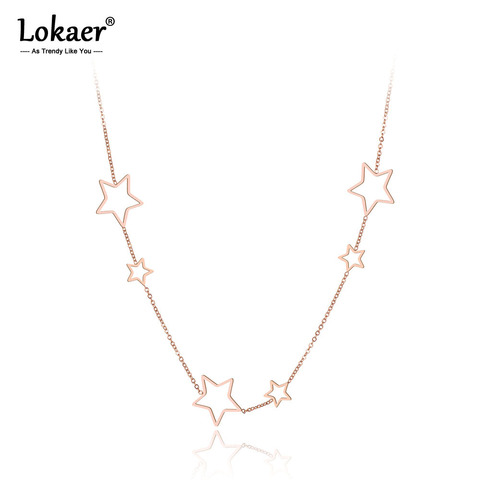 Lokaer Original Design Stainless Steel Hollow Star Choker Necklaces Jewelry Rose Gold Chain Pendant Necklace For Women N19121 ► Photo 1/6