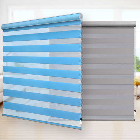 Double layer Day and Night Indoor Shade Window Manual Zebra Blinds Shade Dual Roller Blinds ► Photo 1/6