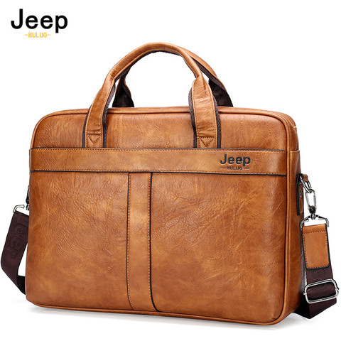 JEEP BULUO High Quality Travel Handbag For Man Men's Business Briefcase Bag Split Leather 14 inches Laptop Bags New Arrivals ► Photo 1/6