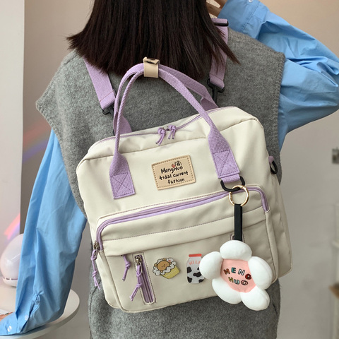 DCIMOR Lovely Multifunctional Backpack Teenage Girl Ring buckle Portable Travel Bag Female Small Schoolbag Badge Women Backpacks ► Photo 1/6
