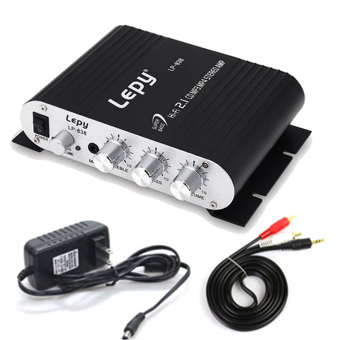 With 12V3A Power+Audio Cable Lepy LP-838 MINI Digital Hi-Fi Car Power Amplifier 2.1CH Digital Subwoofer Stereo BASS Audio Player ► Photo 1/6