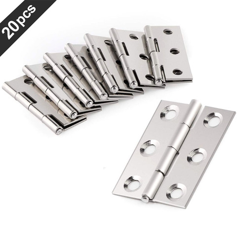 20 Pcs Hardware Stainless Steel Hinges Door Connector Drawer 6 Mounting Holes Durable Furniture Bookcase Window Cabinet Home ► Photo 1/6