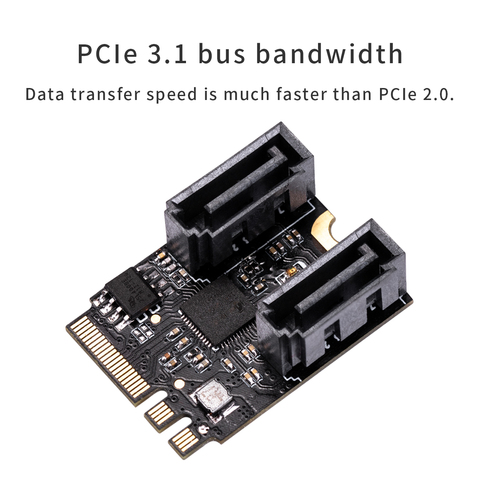 IOCREST M.2 ngff to sata 3 adapter card A Key and E key to 2 Ports SATA 6Gb/s adapter card 2230mm size free driver ► Photo 1/6