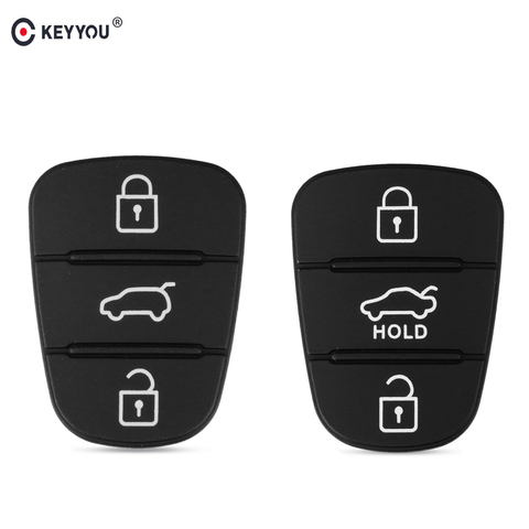 KEYYOU 50X 3 Button Remote Key Fob Case Rubber Pad For Hyundai IX35 I30 For Rio Kia K2 K5 Sportage Flip Key ► Photo 1/6