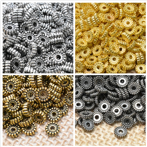 Wholesale 6mm 50pcsTibetan Metal Spacer Round Charm Beads Silver Gold Spacer Beads Fit DIY Bracelet Jewelry Making Findings ► Photo 1/6