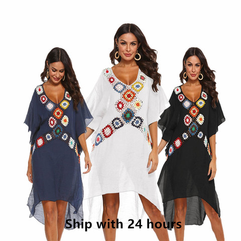 Women Beach Dress Cover-ups Swimsuit Cover Up Ups 2022 Beachwear Bathing Suit 2022 Swim Cape for Woman Summer Tunic saida praia ► Photo 1/6