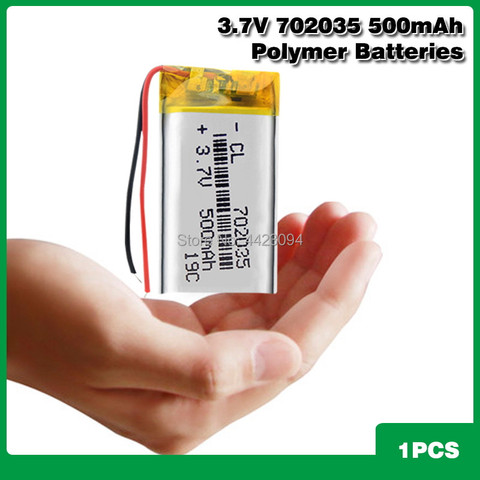 Polymer battery 500mah 3.7V 702035 smart home MP3 speakers Li-ion battery for dvr,GPS,mp3,mp4,cell phone,speaker ► Photo 1/6