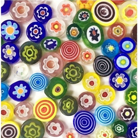 28g Mixed Flower Mosaic Glass Tiles Art Round Beads for Jewelry Making DIY Handmade Candle Holder Lampshade Craft Material ► Photo 1/6