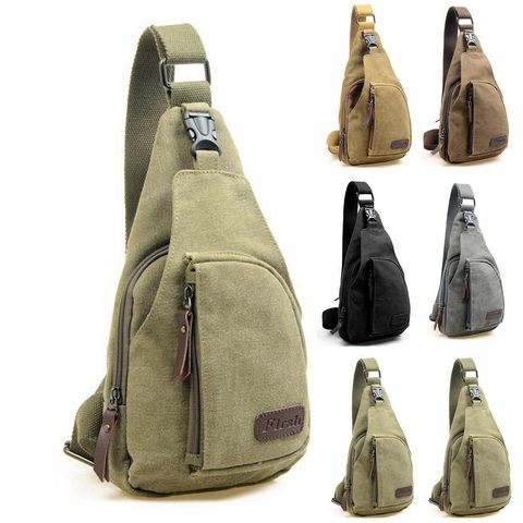 New Men Handbag Vintage Canvas Leather Crossbody Bag Satchel Shoulder Bag Sling Chest Pack Bag ► Photo 1/6